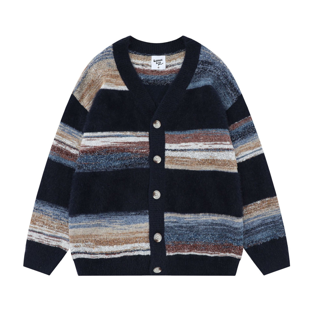 Rainbow Striped Gradient Knitted Cardigan