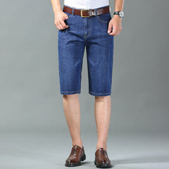 Men's Thin Elastic Straight Casual Fashion Denim Shorts