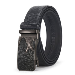 Men's New Automatic Buckle Crocodile Pattern Leather Business Casual Belt