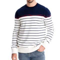 Men's New Striped Color Matching Fashionable Round Neck Casual Sweater