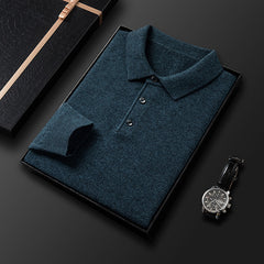 Pure wool sweater Men's casual lapel sweater