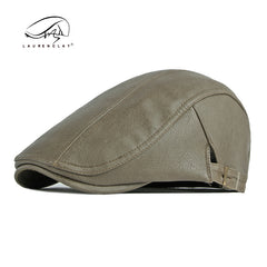Leather retro thick warm beret