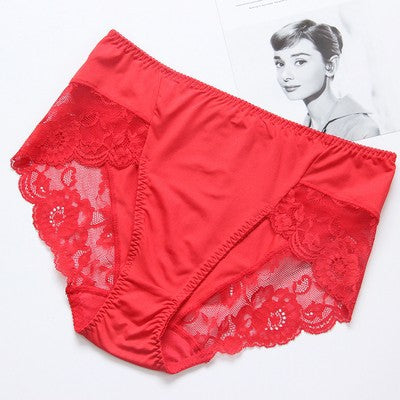 Lace Seamless Large Size Milk Ice Silk High Waist Mesh Panties