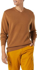 Men's Solid Color V-neck Sweater