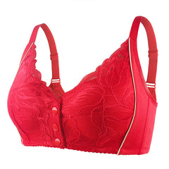New Lace Front Button No Wire Plus Size Bra