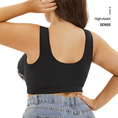 Popular large cup vest front buckle printed bra