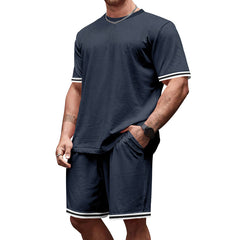 Summer Men's Simple and Versatile Solid Color Casual Sports Suit