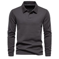 Men's Casual Solid Color Lapel Versatile Polo Shirt