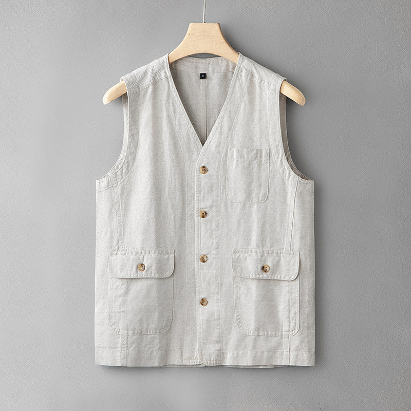 Men's Loose Plus Size Linen Vest