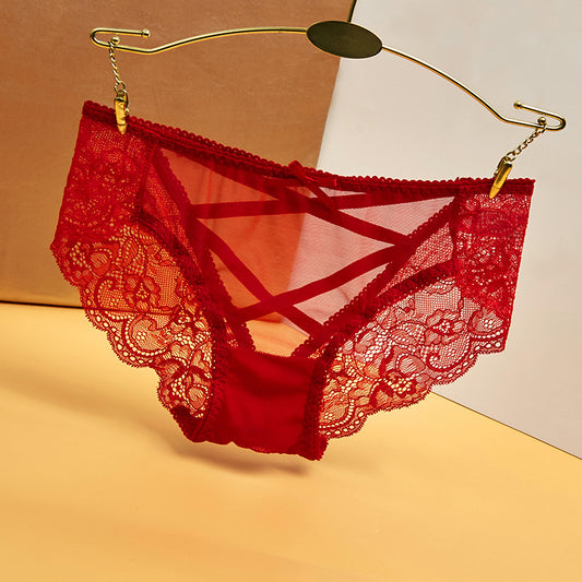 Light luxury transparent lace mesh sexy low waist panties