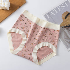 [ 5PCS ] Cotton high waist breathable high elastic printed panties