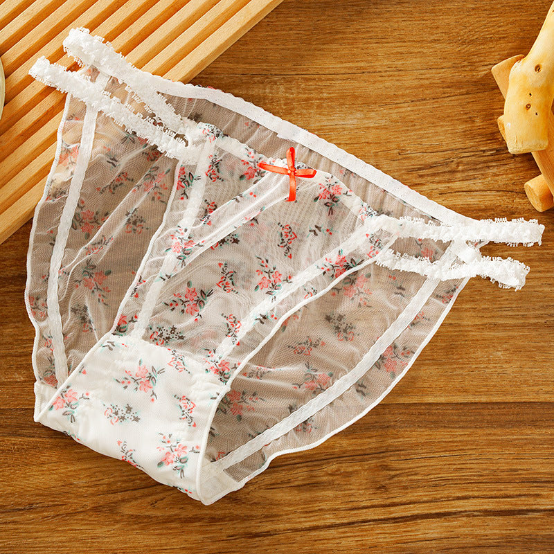 Sexy Floral Mesh Lace Transparent Panties