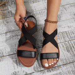 Crisscross elastic flat sandals