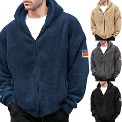2023 Men's New Double-sided Velvet Warm Hooded Zipper Casual Jacket