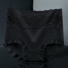 Ladies Pure Cotton High Waist Lace Breathable Plus Size Briefs