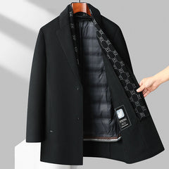 Scarf Style White Goose Down Lining Thickened Double-sided Woolen Coat
