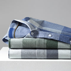 New Cotton Men's Long-sleeved Plaid Shirt