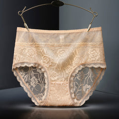 Sexy Lace Mesh Ice Silk Quick-drying Seamless Briefs