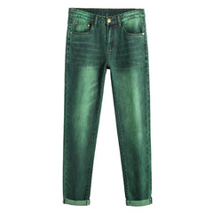 Men's High-end Slim Straight Green Jeans