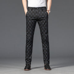 Men's Business Printed Plaid Slim Fit Stretch Casual Pants