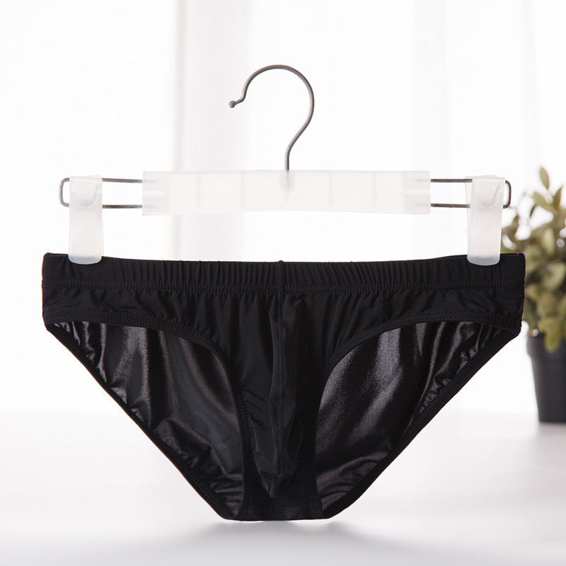 Men's Ice Silk Sexy Low-Rise Transparent High-Elastic Briefs