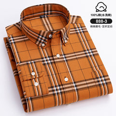 Men's Cotton Plaid Long Sleeve Shirt