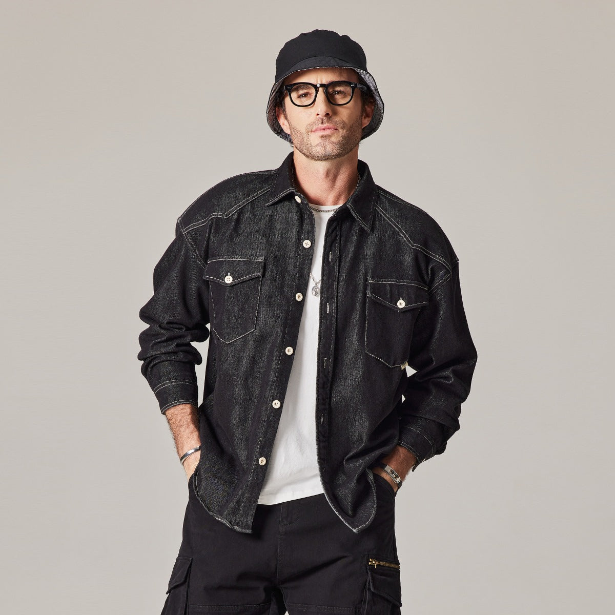 Men's Loose and Versatile Workwear Denim Jacket