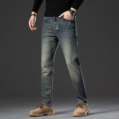 Embroidered slim-fit stretch vintage jeans