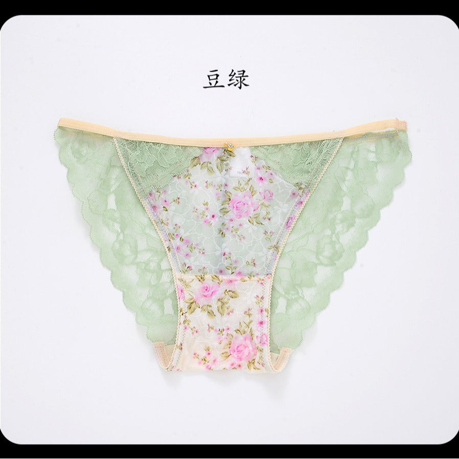 Breathable sexy non-hollow lace mesh panties