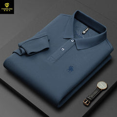 Men's Lapel Embroidered Long Sleeve POLO Shirt