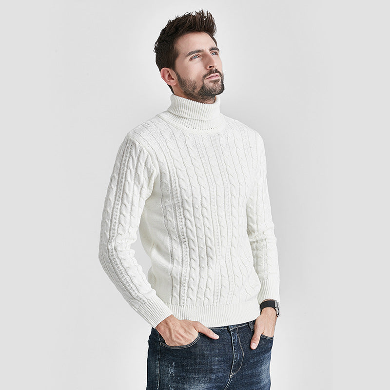 Versatile turtleneck fashionable men's pullover sweater