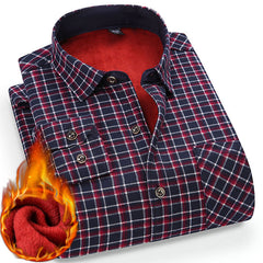 New Men's Winter Velvet Thickened Warm Double-sided Velvet Long-sleeved Shirt