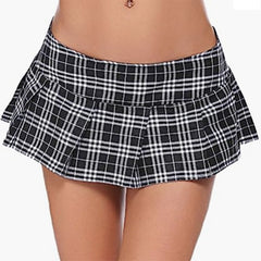 Pleated Striped Plaid Miniskirt