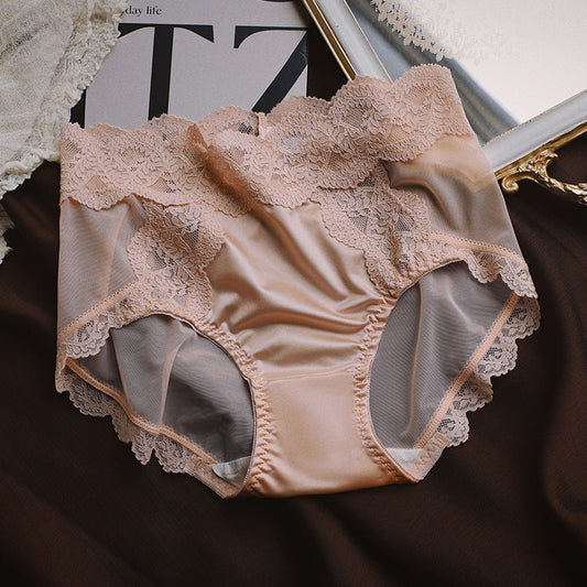 Satin Lace Breathable Mesh Briefs