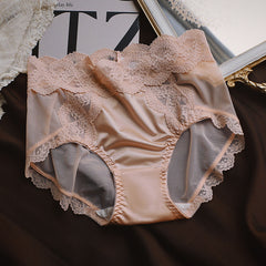 Satin Lace Breathable Mesh Briefs