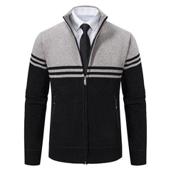 Men's Stand Collar Fashion Casual Color Block Sweater