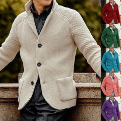 Men's slim fit stand collar knitted cardigan
