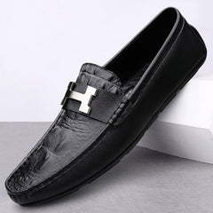 Crocodile-print Driving Loafers