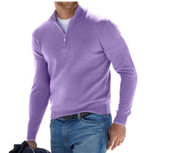 New Long Sleeve V-Neck Zipper Casual Sweater