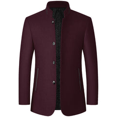 Men's Woolen Stand Collar Blazer