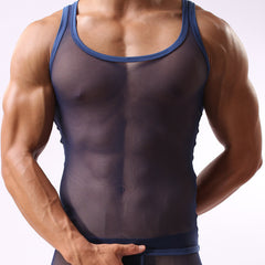 New style mesh vest T-shirt sexy men's breathable sports sleeveless