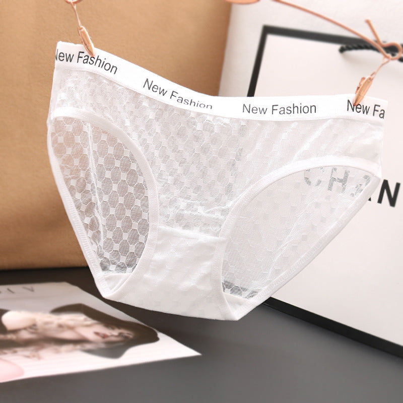 Sexy Transparent Low-waist Ultra-thin Mesh Fashion Printed Briefs