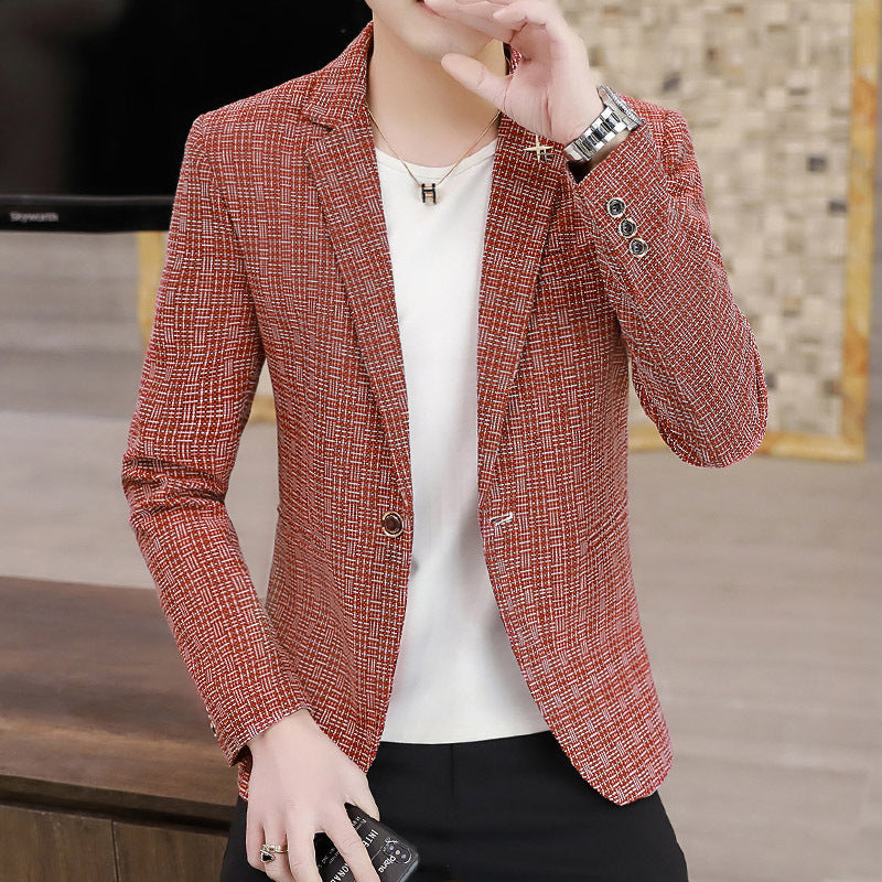 Fashionable and casual plaid British suit jacket