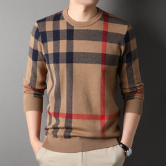 Men's Crew Neck Striped Casual Knitted Sweater