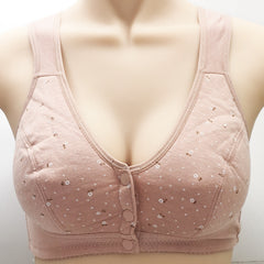 Cotton front button no wire floral bra