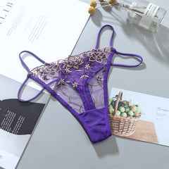 Sexy Lace Embroidered Mesh Low Waist Thong