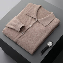 Men's 100% Wool Business Lapel Sweater