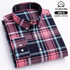 Men's Cotton Plaid Long Sleeve Shirt