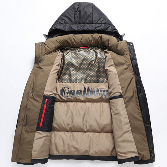 90 white duck down removable hooded down jacket