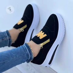 Flat-soled side zipper colored casual sneakers
